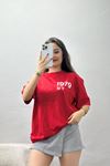 Baskılı Oversize Tişört Kırmızı - 70652.1872.