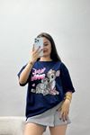 Baskılı Oversize Tişört Lacikahve - 70652.1872.