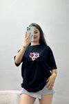 Baskılı Oversize Tişört Lacipembe - 70652.1872.