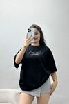 Baskılı Oversize Tişört Siyahbej - 70652.1872.
