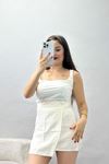 Çerçeve Yaka Çift Kat Büzgülü Bluz Beyaz - 70465.1949.