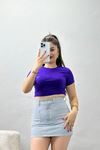 Bisiklet Yaka Crop Body Mor - 70528.1388.