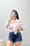 Çizgili Oversize Gömlek Pembe - 41455.1934.