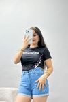 Bisiklet Yaka Baskılı Body Siyahlila - 70520.1855.