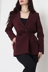 Bağlamalı Astarlı Blazer Ceket Mürdüm - 31815.1991.