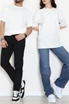 Kompak Penye Unisex Baskısız Oversize Tişört Ekru - 55045.1872.