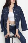 Taşlı Kot Ceket Lacivert - 001.2059.