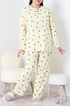 Ring Viskon Büyük Beden Pijama Takımı Sarı - 52202.1961.