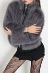 Fermuarlı Kürklü Ceket Füme - 8780.179.