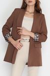 Leopar Astarlı Blazer Ceket Kahve - 51500.1909.