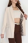 Leopar Astarlı Blazer Ceket Bej - 51500.1909.
