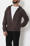 Selanik Kumaş Kapşonlu Erkek Sweat Açık Kahve