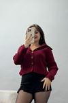 Polo Yaka Triko Hırka Bordo - 2283.1765.