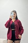 Kalp Düğmeli Hırka Bordo - 3256.1577.