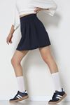 Double Krep Kumaş Pileli Mini Etek Lacivert - 42798.1567.