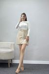 Çizgili Mini Etek Bej - 40839.444.
