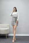 Çizgili Mini Etek Gri - 40839.444.