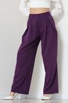 Dabıl Kumaş Pile Detaylı Pantolon Mor - 51610.683.