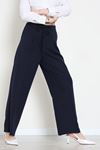 Dabıl Kumaş Beli Bağcıklı Pantolon Lacivert - 51615.683.