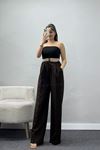 Dabıl Kumaş Beli Lastikli Pantolon Kahve - 51617.683.