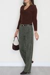 Fitilli Likralı Kadife Pantolon Haki - 51027.1920.