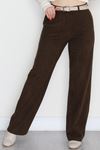 Fitilli Likralı Kadife Pantolon Kahve - 51027.1920.