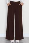 Dabıl Kumaş Beli Lastikli Palazzo Pantolon Kahve - 51063.1991.