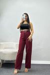 Kemerli Palazzo Pantolon Bordo - 24194.1397.