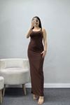 Kalın Askılı Sandy Elbise Kahve1 - 70833.1949.