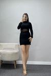 Transparan Detaylı Mini Elbise Siyah - 31738.2115.