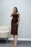 Toka Detaylı Sandy Elbise Acıkahve - 70828.1949.