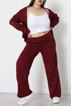Pul Garnili 2 İplik Büyük Beden Eşofman Takımı Bordo - 52108.1567.
