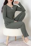 Fitilli İnterlok Pijama Takımı Koyuhaki - 70796.1048.