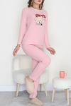 Nakışlı İnterlok Pijama Takımı Pudrabej - 800.1287.