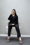 Süet Düğmeli Pijama Takımı Siyahyıldız - 52171.1050.