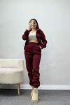 3 İplik Crop Eşofman Takımı Bordo - 50913.1878.