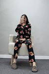 Süet Düğmeli Pijama Takımı Siyah - 55014.1048.