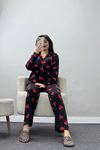 Soft Milan Düğmeli Pijama Takımı Siyahkırmızı - 7511.1287.