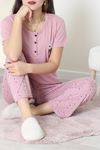 Viskon Kumaş Kısa Kol Pijama Takımı Pembe - 31859.2123.