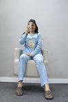 Nakışlı İnterlok Pijama Takımı Maviayı - 800.1287.