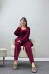 Kadife 3'Lü Set Takım Bordo - 667.1287.