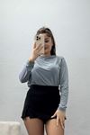 Drape Detay Sandy Bluz Gri - 70698.1949.
