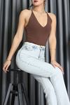 Sırtı Çapraz Askılı Bodysuit Kahve - 71725.444.