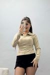 Modal Kumaş Polo Yaka Bluz Bej - 71793.444.