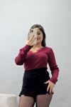 V Yaka Dantelli Kaşkorse Body Bordo - 70788.599.