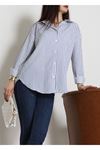 Pamuk Polyester Çizgili Oversize Gömlek Laciçizgili - 51052.147.