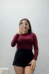 Sandy Kayık Kaya Bluz Bordo - 42802.1949.