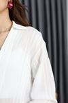 V Yaka Çizgi Detaylı Gömlek Ekru - 41546.444.