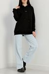 2 İplik Kapşonlu Baskılı Sweatshirt Siyah - 31316.1878.