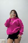 3 İplik Kanguru Cepli Kapşonlu Sweat Fuşya - 42254.1878.